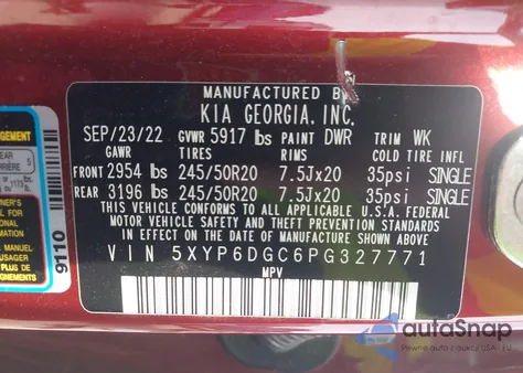 2023 Kia Telluride S z USA, uszkodzony, nr VIN 5XYP6DGC6PG327771